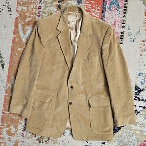 Joe Namath Signature Collection Blazer Mens 44R Tan Corduroy 2-Button Sport Coat